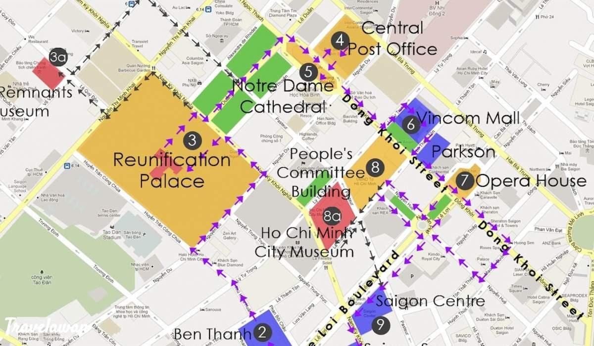 ho chi minh city sa paglalakad tour map